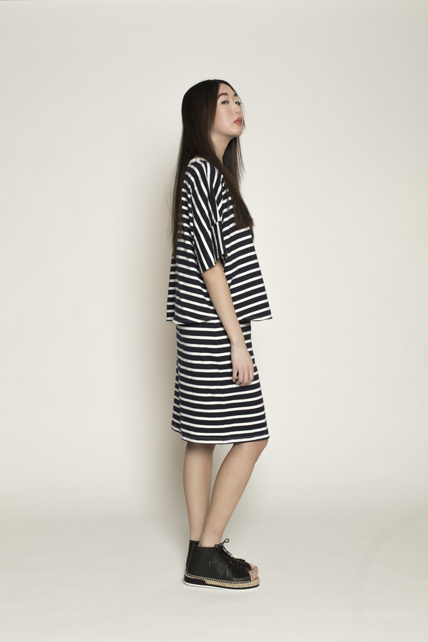 Kowtow Homeward Dress in Navy/White Stripes Kowtow Homeward Dress in Navy/White Stripes