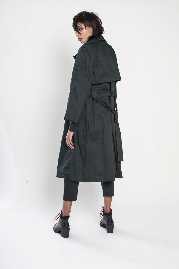KOWTOW Keepsake Trench Coat in Dark Green KOWTOW Keepsake Trench Coat in Dark Green