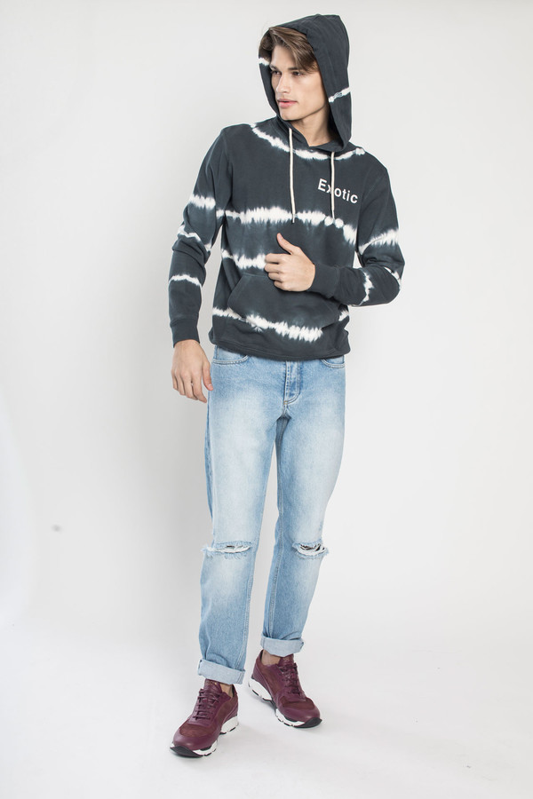 Men's SOULLAND Steinsland Hooded Sweat in Navy Tie Dye Men's SOULLAND Steinsland Hooded Sweat in Navy Tie Dye