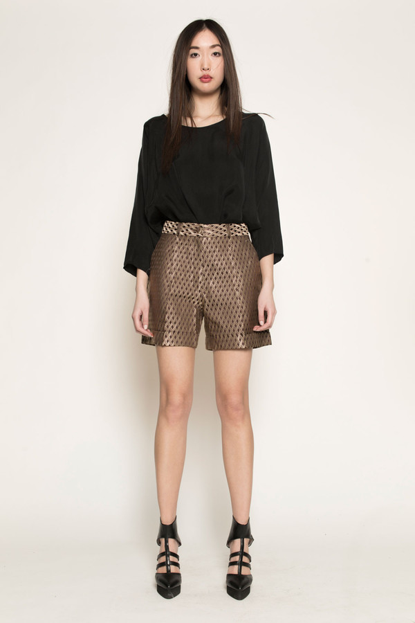 Dzojchen Wide Leg Shorts by Gold Diamond Brocade Dzojchen Wide Leg Shorts by Gold Diamond Brocade