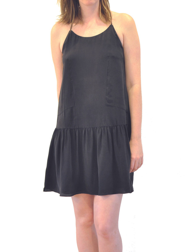 The Korner Silk Slip Dress with Gathered Skirt The Korner Silk Slip Dress with Gathered Skirt