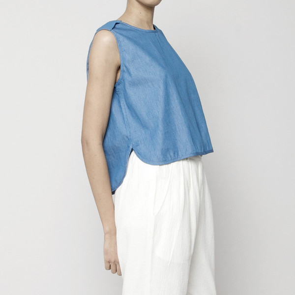 7115 by Szeki Crew Neck Cropped Top- Indigo SS16 7115 by Szeki Crew Neck Cropped Top- Indigo SS16