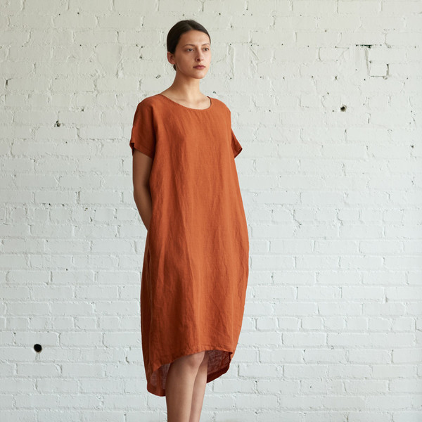 Black Crane Pleated Cocoon Dress Brick Black Crane Pleated Cocoon Dress Brick