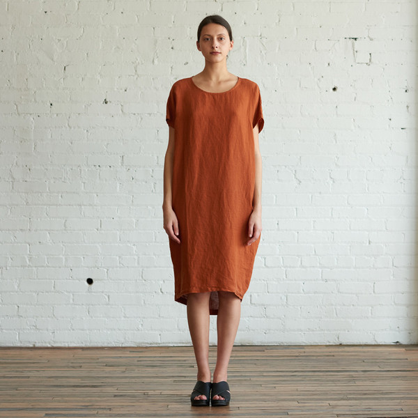 Black Crane Pleated Cocoon Dress Brick Black Crane Pleated Cocoon Dress Brick