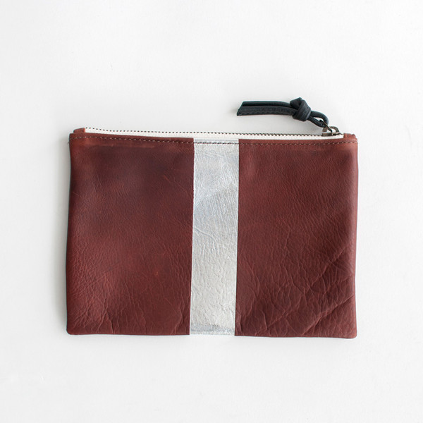 Kempton & Co Stripe Pouch Brandy/Silver Metallic Kempton & Co Stripe Pouch Brandy/Silver Metallic