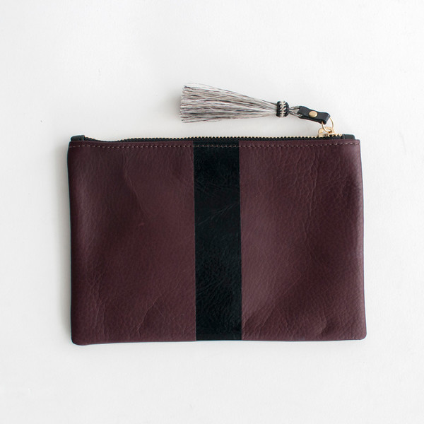 Kempton & Co Stripe Pouch Oxblood/Black - SOLD OUT Kempton & Co Stripe Pouch Oxblood/Black - SOLD OUT