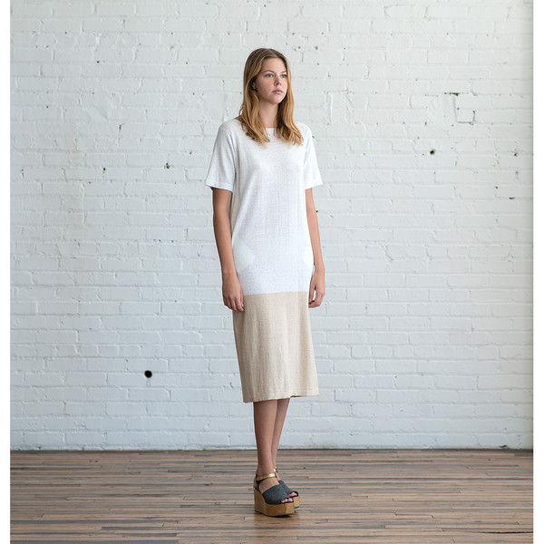 Lauren Manoogian Block Tall T Dress Cielo/Natural - SOLD OUT Lauren Manoogian Block Tall T Dress Cielo/Natural - SOLD OUT