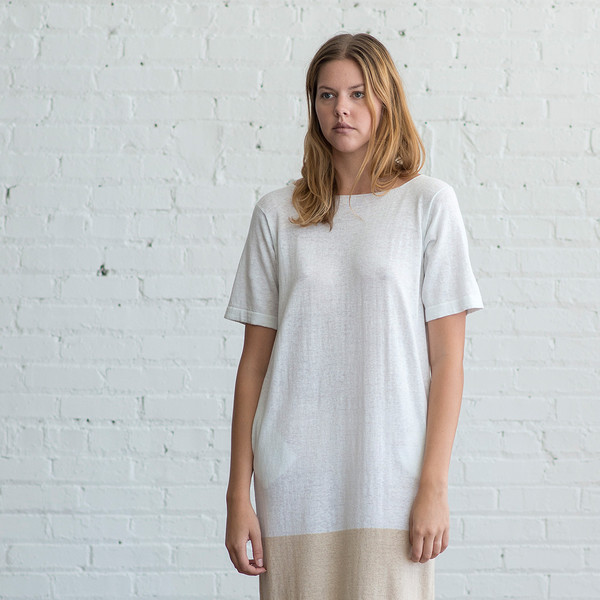 Lauren Manoogian Block Tall T Dress Cielo/Natural - SOLD OUT Lauren Manoogian Block Tall T Dress Cielo/Natural - SOLD OUT