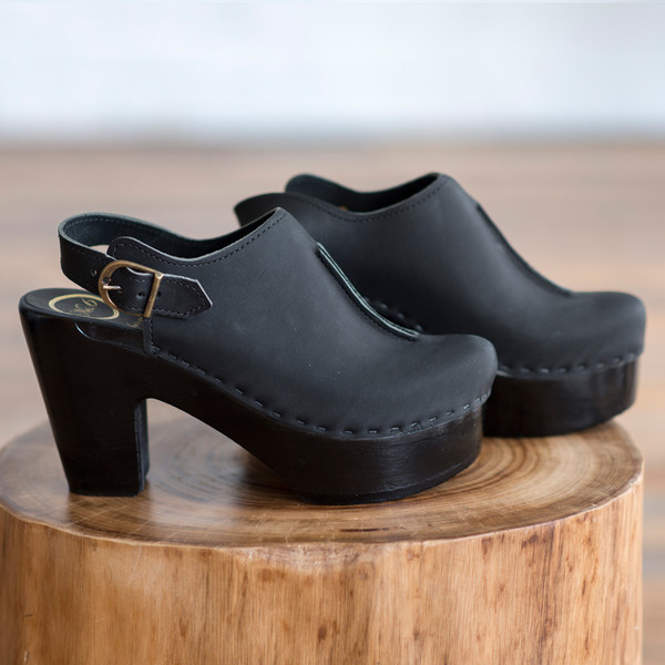 No. 6 Closed Toe Front Seam Clog Coal with Black Base No. 6 Closed Toe Front Seam Clog Coal with Black Base