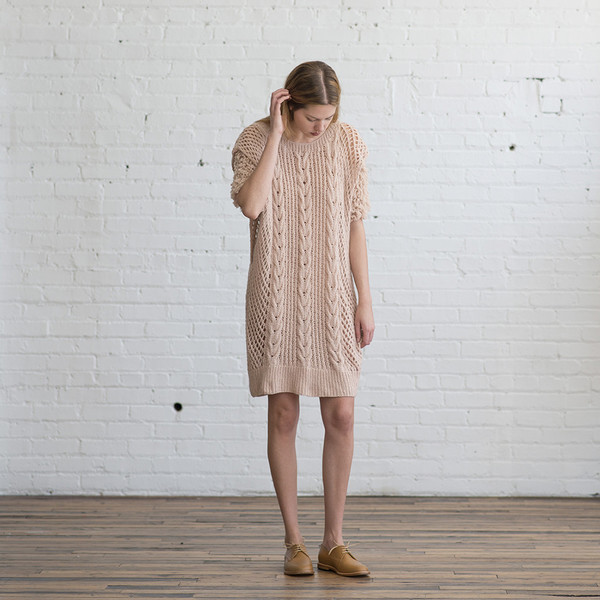 Ryan Roche Cable Knit Dress with Slip Ryan Roche Cable Knit Dress with Slip