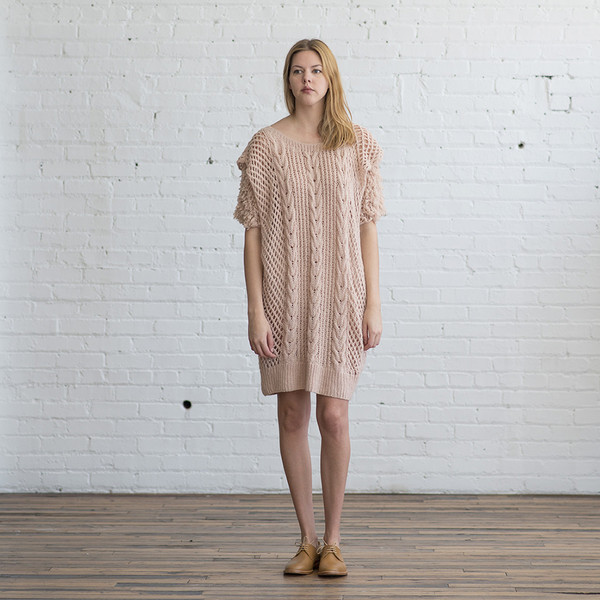 Ryan Roche Cable Knit Dress with Slip Ryan Roche Cable Knit Dress with Slip