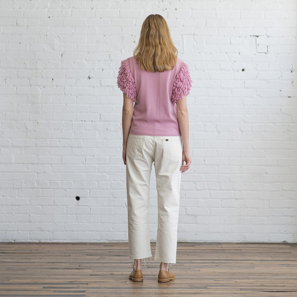 Ryan Roche Crewneck Sweater with Shag Sleeves Carnation Pink - SOLD OUT Ryan Roche Crewneck Sweater with Shag Sleeves Carnation Pink - SOLD OUT