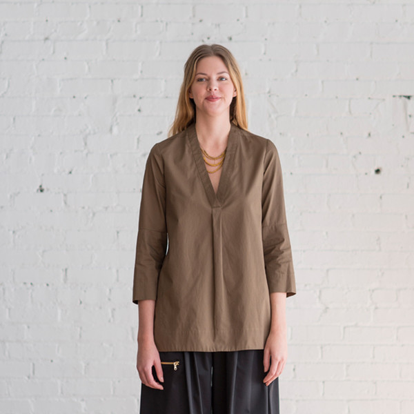 Tome Poplin V-Neck Tunic Olive - SOLD OUT Tome Poplin V-Neck Tunic Olive - SOLD OUT