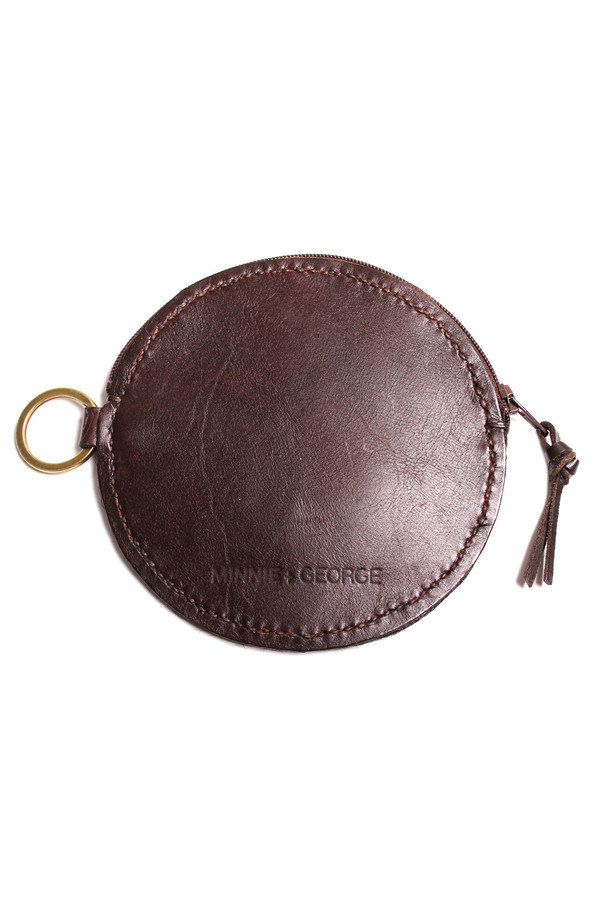 Minnie + George Circle Coin Purse in Dark Brown Calf Hair Minnie + George Circle Coin Purse in Dark Brown Calf Hair