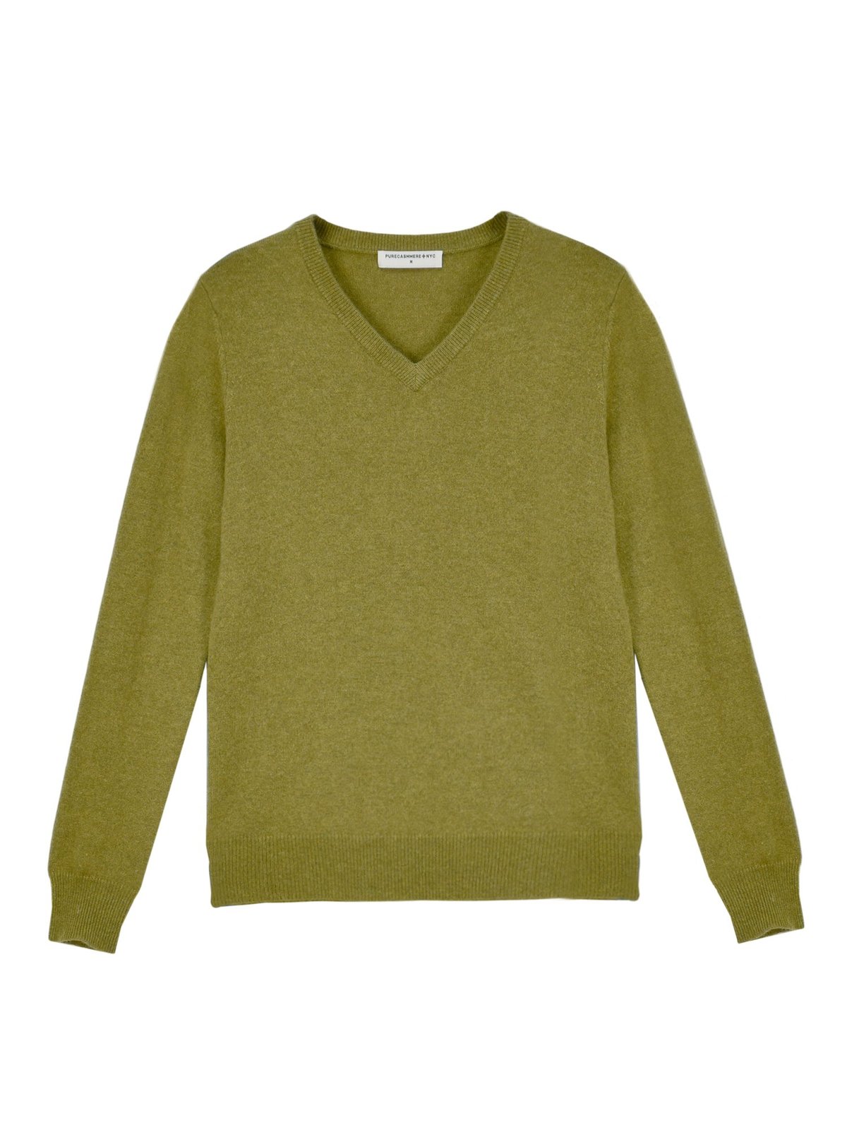 PURE CASHMERE NYC V Neck Sweater Olive PURE CASHMERE NYC V Neck Sweater Olive