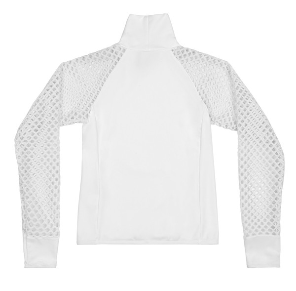 BETH RICHARDS T.H.P. Cara Top - White TURTLE NECK RASH GUARD WITH MESH SLEEVES BETH RICHARDS T.H.P. Cara Top - White TURTLE NECK RASH GUARD WITH MESH SLEEVES