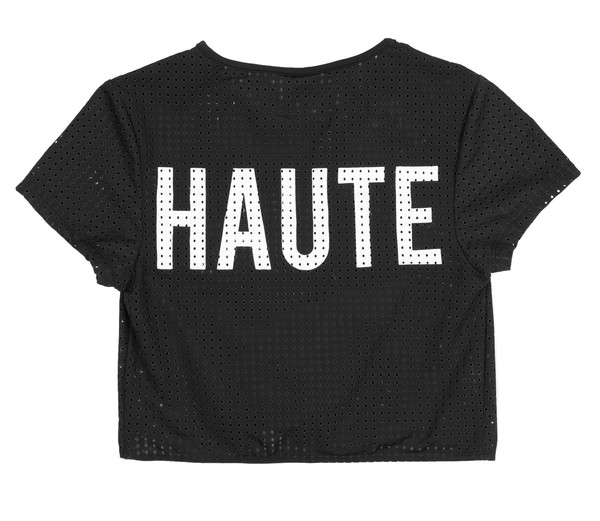 BETH RICHARDS T.H.P. Mesh Crop Tee - Black KNOTTED MESH T-SHIRT WITH LOGO ON BACK BETH RICHARDS T.H.P. Mesh Crop Tee - Black KNOTTED MESH T-SHIRT WITH LOGO ON BACK