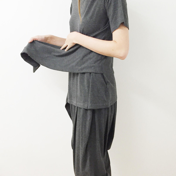 Shelby Steiner Charcoal Tie Top Shelby Steiner Charcoal Tie Top