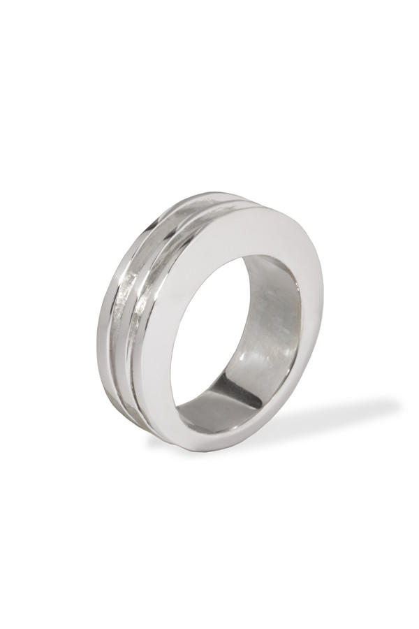 Slight Jewelry Connected Dome Ring in White Platinum Plated Slight Jewelry Connected Dome Ring in White Platinum Plated