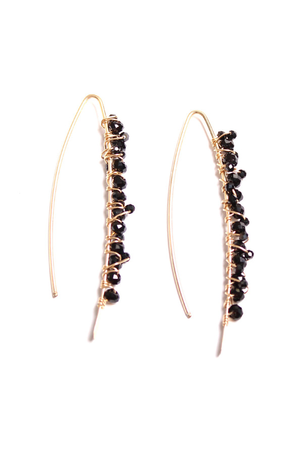 Black Onyx & Spinel Gold Paperclip Earrings Black Onyx & Spinel Gold Paperclip Earrings