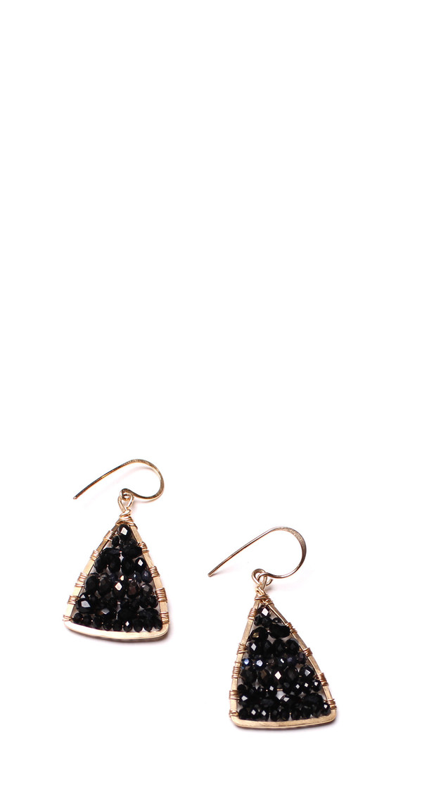 James and Jezebelle Black Onyx and Spinel Triangle Earrings James and Jezebelle Black Onyx and Spinel Triangle Earrings