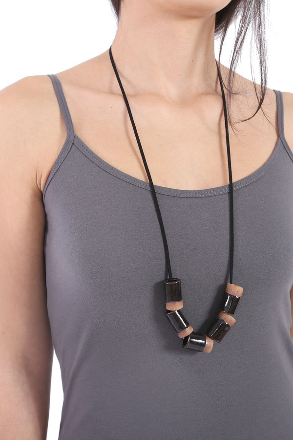 Maple + Mauve Ceramic Dipped Necklace in Black Maple + Mauve Ceramic Dipped Necklace in Black