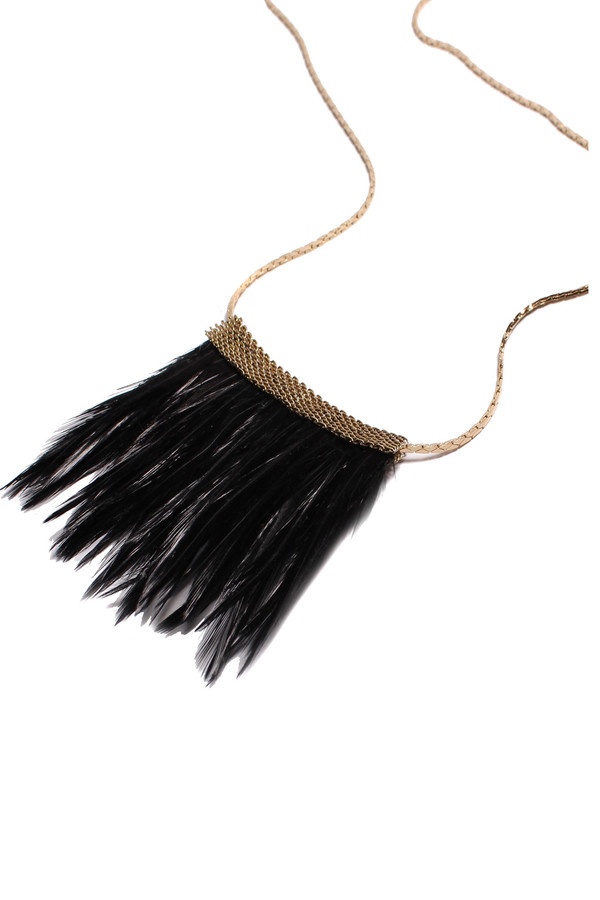 Serefina Mesh Feather Long Necklace Serefina Mesh Feather Long Necklace