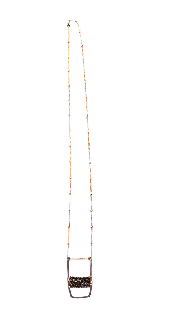 Pyrite Oxidized U Bar Necklace Pyrite Oxidized U Bar Necklace
