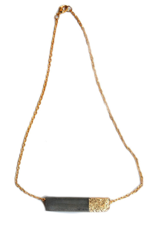 Maple + Mauve Gold Leaf Rectangle Necklace Maple + Mauve Gold Leaf Rectangle Necklace