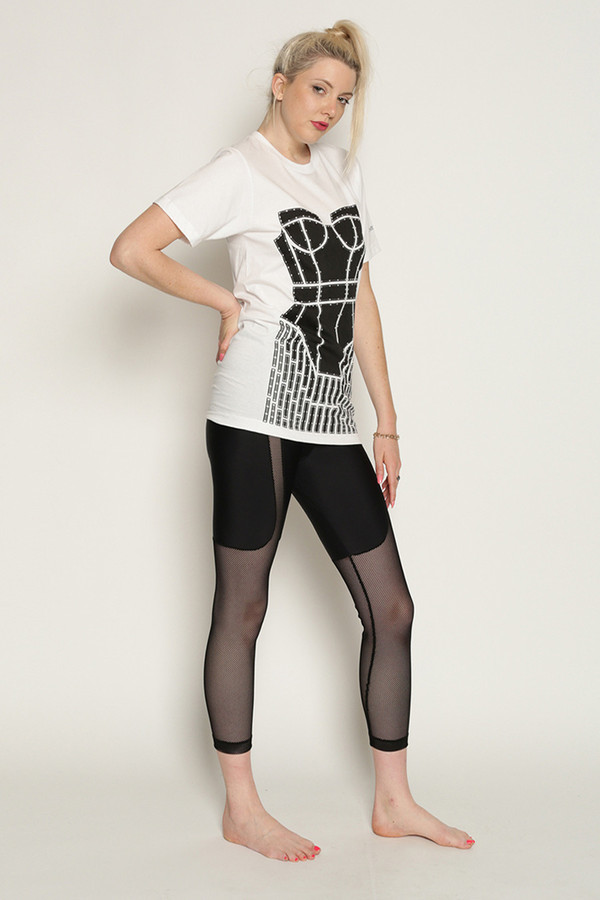 Chromat Metropolis Cage T-Shirt in White/Black Chromat Metropolis Cage T-Shirt in White/Black