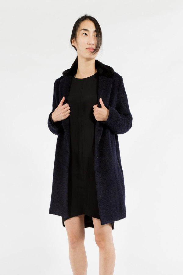 Maison Kitsune Furry Wool Classic Coat Maison Kitsune Furry Wool Classic Coat
