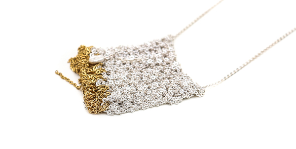 Arielle de Pinto Square Inch Drop Necklace in Silver and Gold Arielle de Pinto Square Inch Drop Necklace in Silver and Gold
