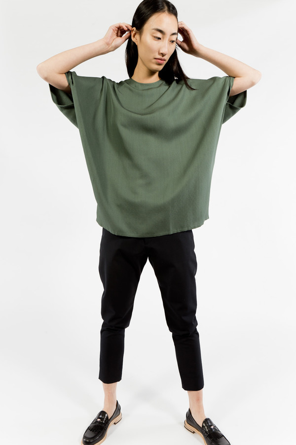KAAREM Round Neck Silk Top KAAREM Round Neck Silk Top