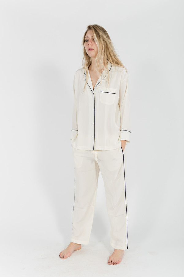 Sleepy Jones Silk Marina Pajama Shirt Sleepy Jones Silk Marina Pajama Shirt