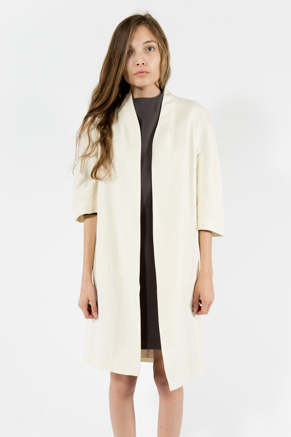 7115 by Szeki Structured Linen Long Coat 7115 by Szeki Structured Linen Long Coat