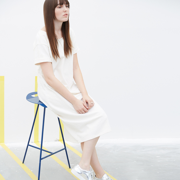 Ali Golden ROLL-SLEEVE T-SHIRT DRESS - CREAM Ali Golden ROLL-SLEEVE T-SHIRT DRESS - CREAM