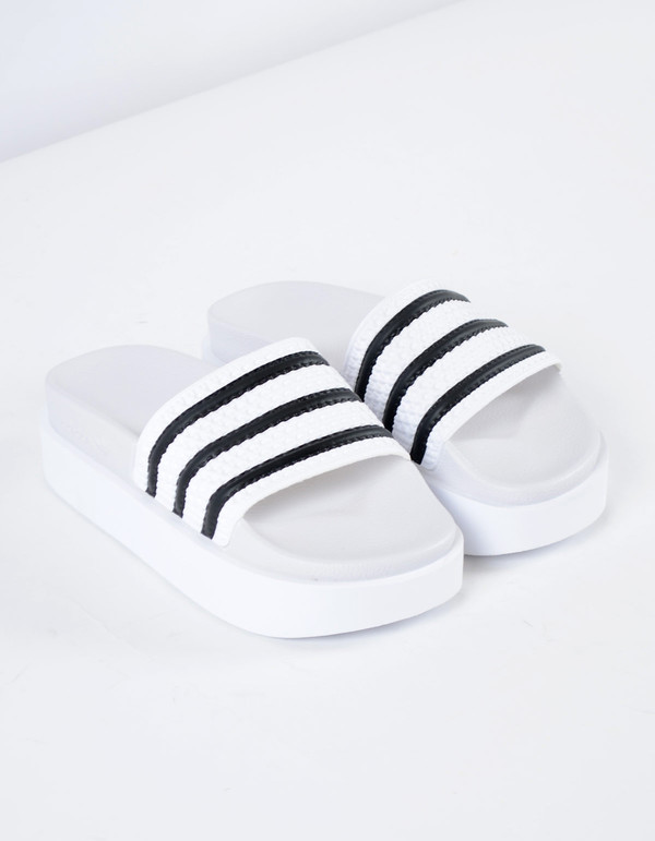 Adidas Adilette Bold White White Black Adidas Adilette Bold White White Black