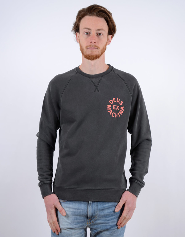 Men's Deus Scorpion Dance Crew Sweatshirt Washed Black Men's Deus Scorpion Dance Crew Sweatshirt Washed Black