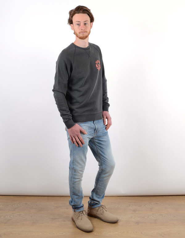 Men's Deus Scorpion Dance Crew Sweatshirt Washed Black Men's Deus Scorpion Dance Crew Sweatshirt Washed Black