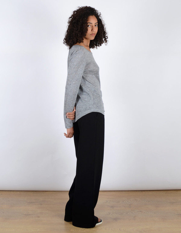 Filippa K Linen Long Sleeve Tee Light Grey Melange Filippa K Linen Long Sleeve Tee Light Grey Melange