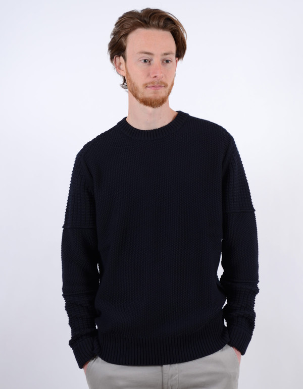 Filippa K Men's Mix Pattern Sweater Navy Filippa K Men's Mix Pattern Sweater Navy