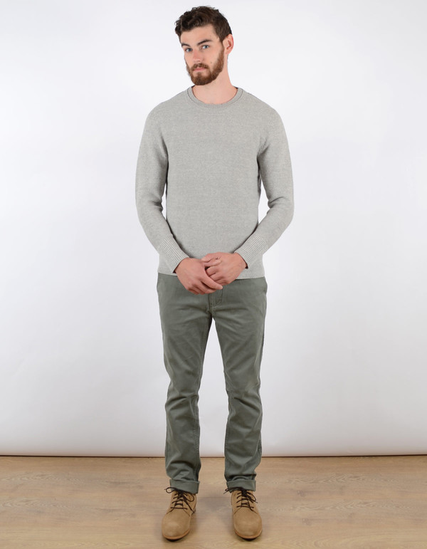 Filippa K Men's Pique Knit Sweater Light Grey Melange Filippa K Men's Pique Knit Sweater Light Grey Melange