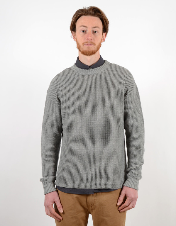 Filippa K Men's Waffle Knit Sweater Grey Melange Filippa K Men's Waffle Knit Sweater Grey Melange