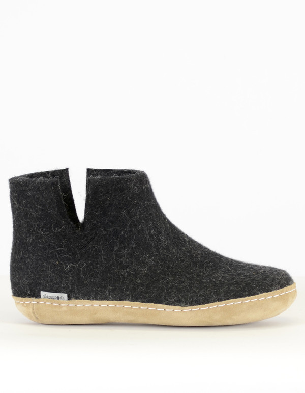 Glerups Men's Wool Boot Leather Sole Charcoal Glerups Men's Wool Boot Leather Sole Charcoal