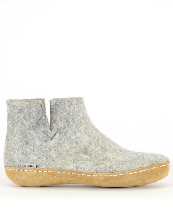 Glerups Women's Wool Boot Leather Sole Grey Glerups Women's Wool Boot Leather Sole Grey