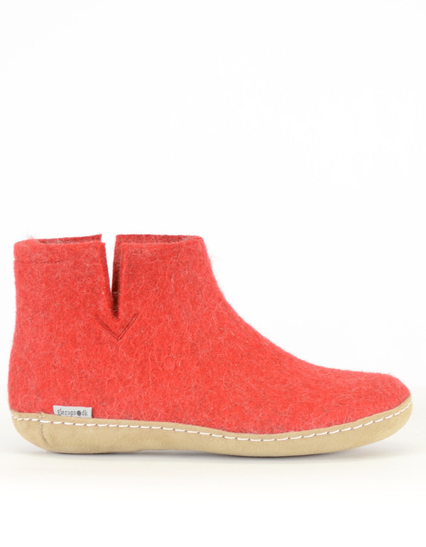 Glerups Women's Wool Boot Leather Sole Red Glerups Women's Wool Boot Leather Sole Red