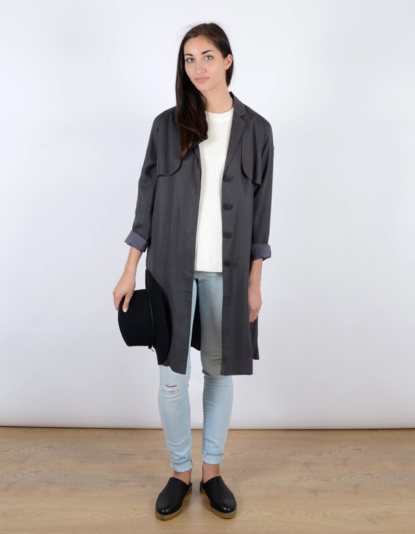 Just Female Trust Trenchcoat Anthracite Just Female Trust Trenchcoat Anthracite