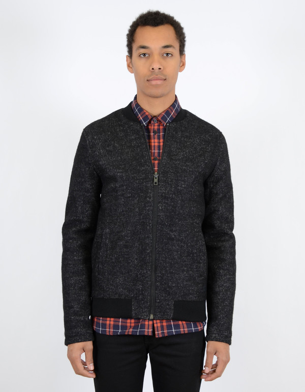 Men's Minimum Banker Bomber Coat Black Melange Men's Minimum Banker Bomber Coat Black Melange