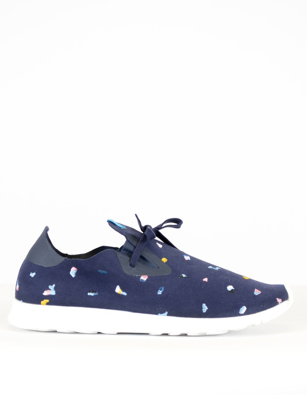 Native Shoes Native Apollo Moc Embroidered Regatta Blue Shell White Chipped Cabo Native Shoes Native Apollo Moc Embroidered Regatta Blue Shell White Chipped Cabo