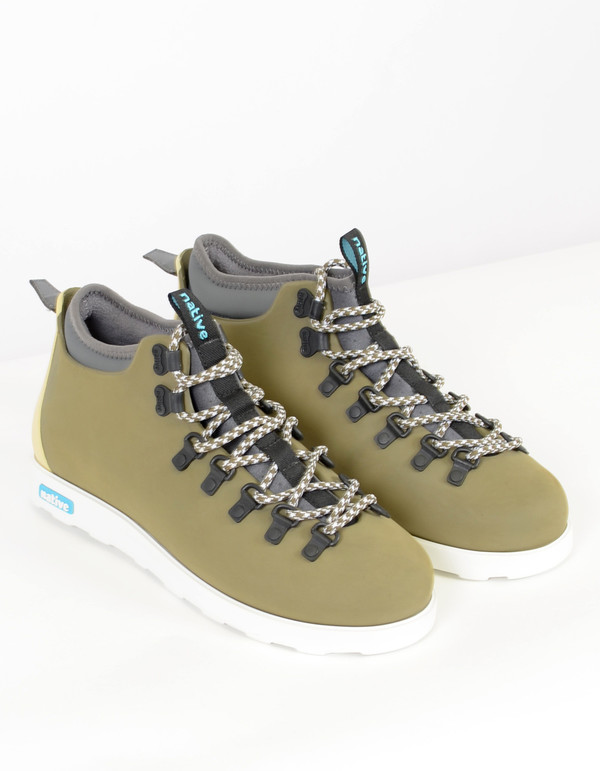 Men's Native Shoes Native Fitzsimmons Block Utility Green Bone White Men's Native Shoes Native Fitzsimmons Block Utility Green Bone White